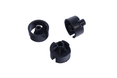 Precision injection plastic automotive lamp component, black plastic mounting sleeve for headlight bracket assembly